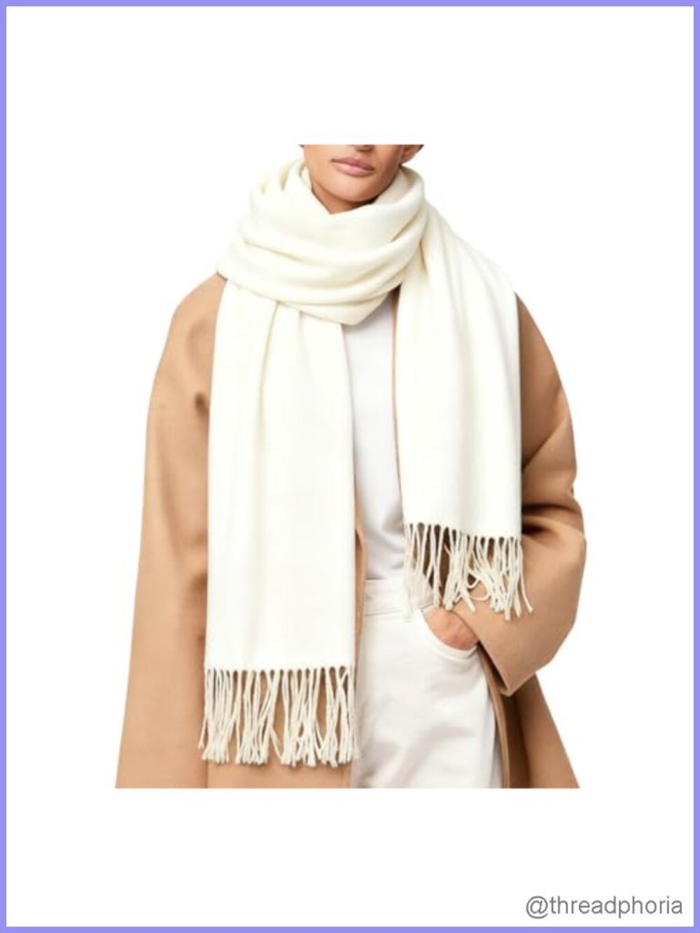 Oversized Shawl Wrap Scarf with Fringe Polyester Warm Winter